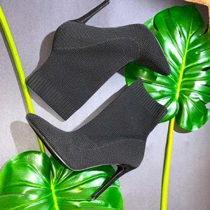 NEW Heeled Black Sock Booties